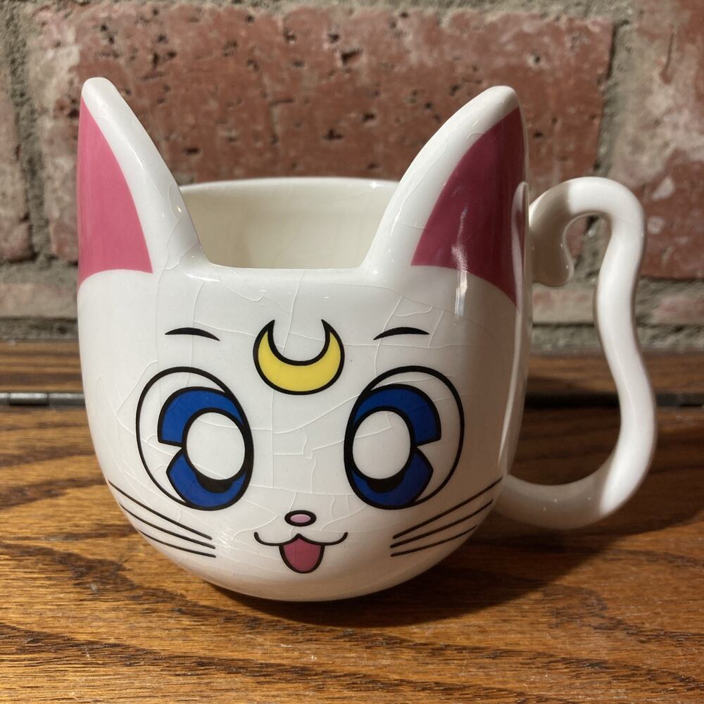 Sailor Moon 3D Cat Sculpted Coffee Mug Ceramic Cup RARE HTF EUC Kitty Cat